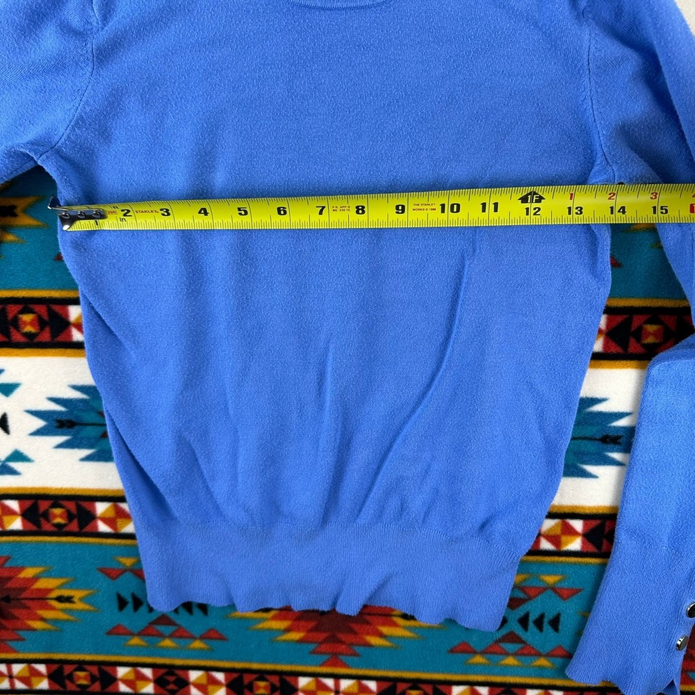 Zara Knit Sweater Button Cuff Long Sleeve Periwinkle Blue Top Size M - Picture 3 of 6